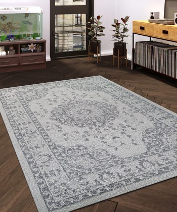 Cotton Rug Grey Oriental