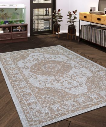 Cotton Rug Mustard Cream Oriental