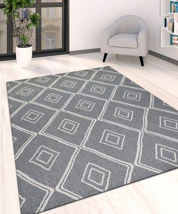 Cotton Rug Runner Grey Diamond