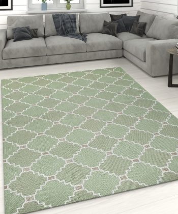 Cotton Rug Runner Trellis Green