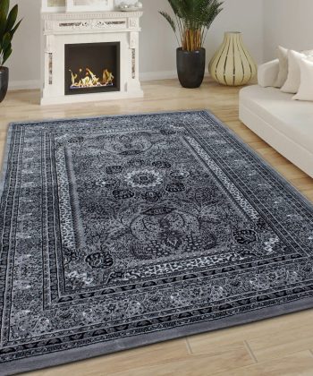 Grey Traditional Rug Vintage Oriental Style