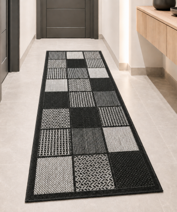 Bright interior, dark rug