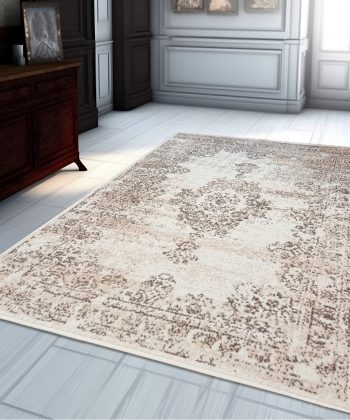Cream Distressed Vintage Rug Large Soft Oriental Carpet