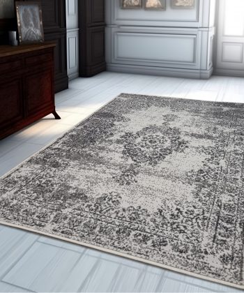 Grey Distressed Vintage Rug Large Soft Oriental Carpet
