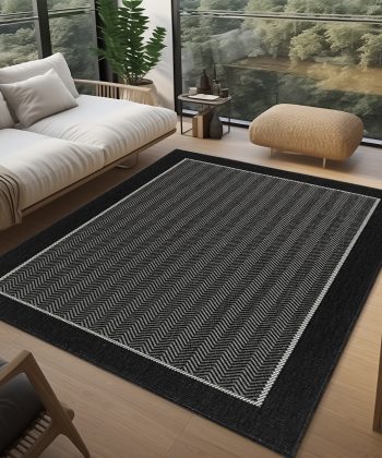 Outdoor Indoor Reversible Rug Quality Woven Soft  Sisal Look Weave Black White Cream Colour