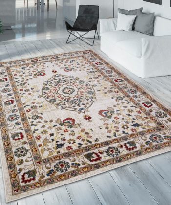 Beige Cream Vintage Oriental Rug Carpet