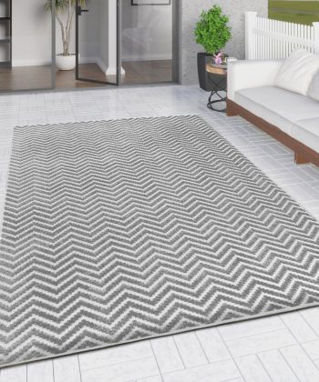 Outdoor Rug Grey Zig Zag Chevron