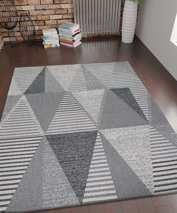 Cotton Rug Grey Triangles