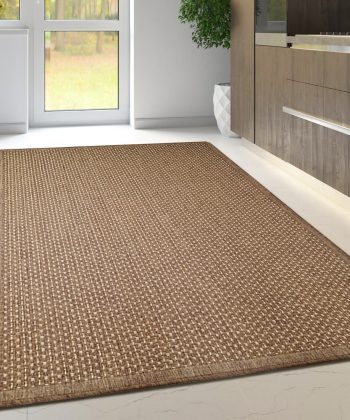 Non-Slip Natural Brown Plain Rug Flat Weave Kitchen Living Room Carpet