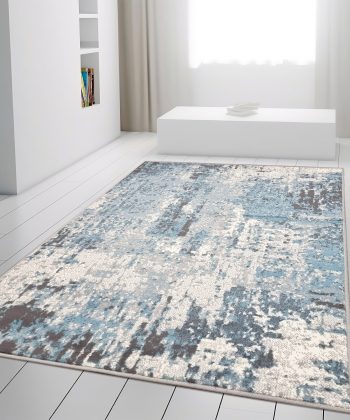 Marble Abstract Rug Grey Blue Distressed Pattern Soft Carpet
