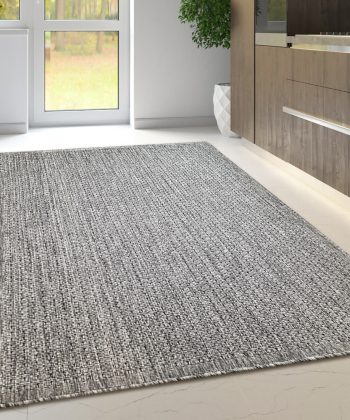Non-Slip Grey Plain Rug Flat Weave Kitchen Living Room Carpet