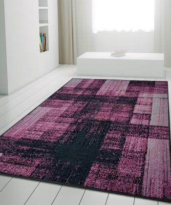 Modern Purple Black Abstract Geometric Soft Carpet