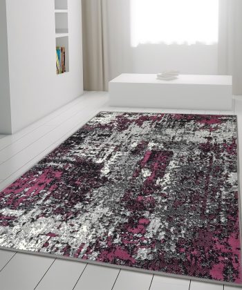 Marble Abstract Rug Grey Purple Distressed Pattern Soft Carpet