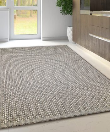 Non-Slip Taupe Grey Plain Rug Flat Weave Kitchen Living Room Carpet